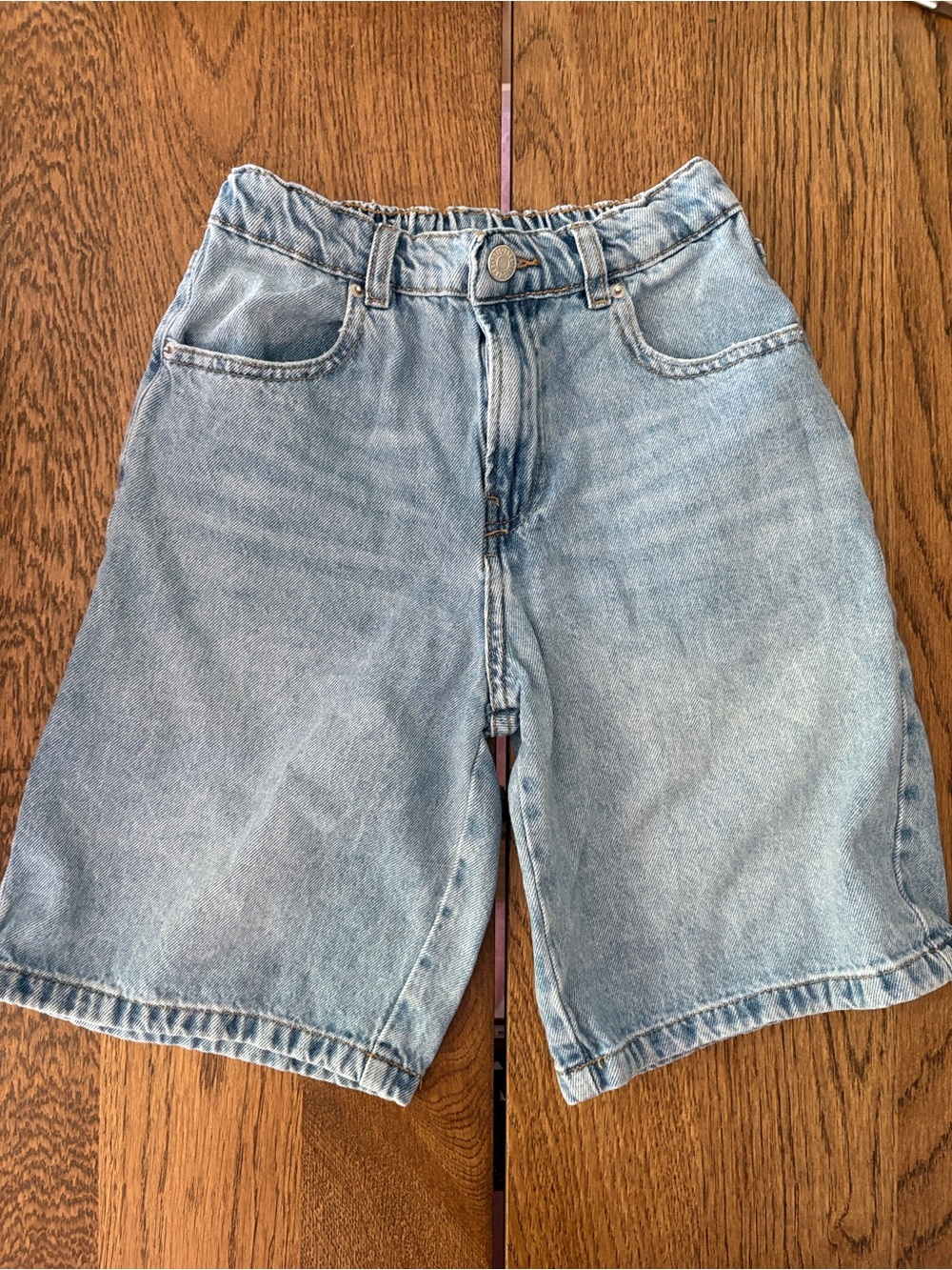 Zara Kids 13-14 Light Wash Denim Long Shorts - Casual Classic